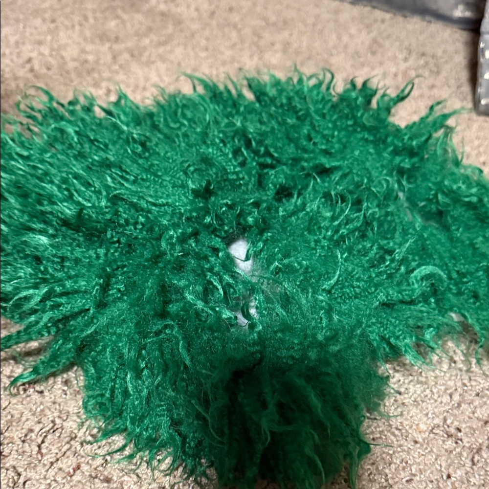 Green Fuzzy Slippers - Picture 2 of 6